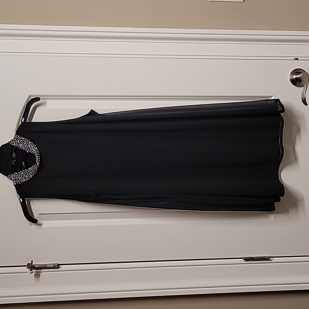 LBD Sleeveless Black Dress with Studded Neck